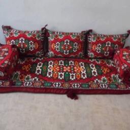 Arabic Oriental Seating Set . Hittite Majlis - Rug Fabric Floor Seating -Indoor/Outdoor -Hookah Lounge -Home 6Pcs Hard Foam Filled - thumbnail 3