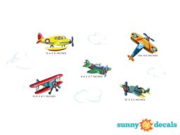 Airplane Nursery Fabric Wall Decals Vintage Biplanes & Clouds - thumbnail 1