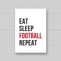 Set Of 3 Personalised Football Boys Bedroom Wall Art, Any Colour Shirt Prints With Name, Eat Sleep Repeat - thumbnail 3