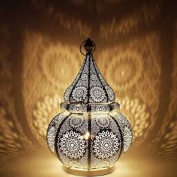 Moroccan Brass Pendant Lamp, Hanging Lighting, Chandelier Handmade Moroccan Table Boho Bedside Lamp - thumbnail 3