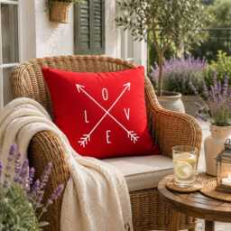 Love Arrow Pillow, Throw Farmhouse Rustic Cushion Cover, Couple Gift, Bedroom Decor, Cabin Housewarming Gift - thumbnail 3