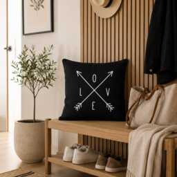 Love Arrow Pillow, Throw Farmhouse Rustic Cushion Cover, Couple Gift, Bedroom Decor, Cabin Housewarming Gift - thumbnail 2