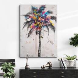 Palm Tree California Los Angeles Graffiti Painting Framed Poster Print & Canvas Wall Decor Art Bedroom Home Interior Gift - thumbnail 1