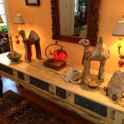 Whimsical Pumpkin Lamp Paper Mache Gourd Art Light - thumbnail 3