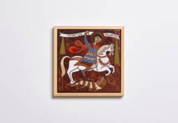 Agios Georgios Greek Byzantine Orthodox Icon Name Day Gift Saint Georges Ceramic Tile Wall Decor Hanging Handpainted Art Religious - thumbnail 1