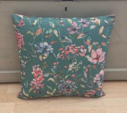 Floral Linen Cushion Cover Robins Egg Teal Botanical Pillow Sham - thumbnail 1