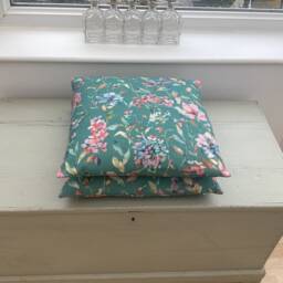 Floral Linen Cushion Cover Robins Egg Teal Botanical Pillow Sham - thumbnail 3