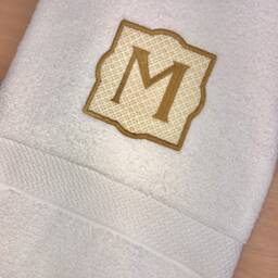 Ivory White Embroidered Extra Large Monogram Towel Set Wedding Bridal Shower Housewarming Holiday Gift - thumbnail 2