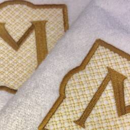 Ivory White Embroidered Extra Large Monogram Towel Set Wedding Bridal Shower Housewarming Holiday Gift - thumbnail 3