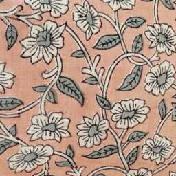 Block Print Pillow Cover, Pink & Gray Color Floral Cover 14x20 - thumbnail 3