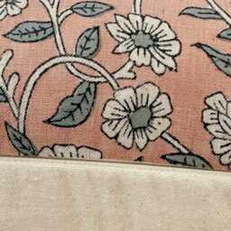 Block Print Pillow Cover, Pink & Gray Color Floral Cover 14x20 - thumbnail 2