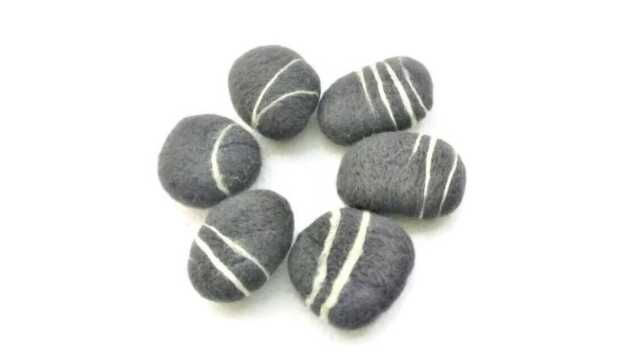 Felt River Stones Dark Gray Handmade From Merino Wool, Set Of 5 - image 1