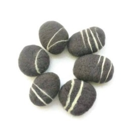 Felt River Stones Dark Gray Handmade From Merino Wool, Set Of 5 - thumbnail 3