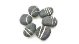 Felt River Stones Dark Gray Handmade From Merino Wool, Set Of 5 - thumbnail 1