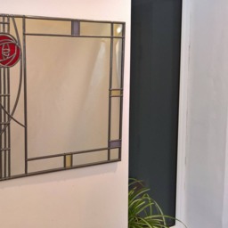 Art Deco Mackintosh Rose 3 Design Stained Glass Style Mirror Handmade Gift By Catfish Glass - thumbnail 3