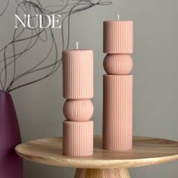 Roman Ribbed Soy Wax Candle Set - Tall Pillar, Home Decor - thumbnail 3
