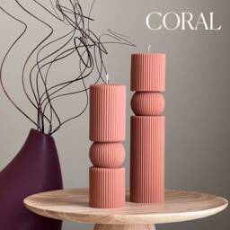 Roman Ribbed Soy Wax Candle Set - Tall Pillar, Home Decor - thumbnail 2