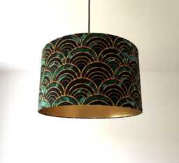 "Lampshade ""Fans in Turquoise-Gold" - thumbnail 1
