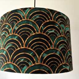 "Lampshade ""Fans in Turquoise-Gold" - thumbnail 3