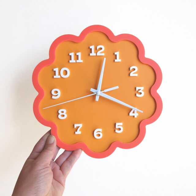 Framed Flower Layered Acrylic Wall Clock - Orange & Papaya - image 1