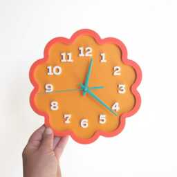 Framed Flower Layered Acrylic Wall Clock - Orange & Papaya - thumbnail 2