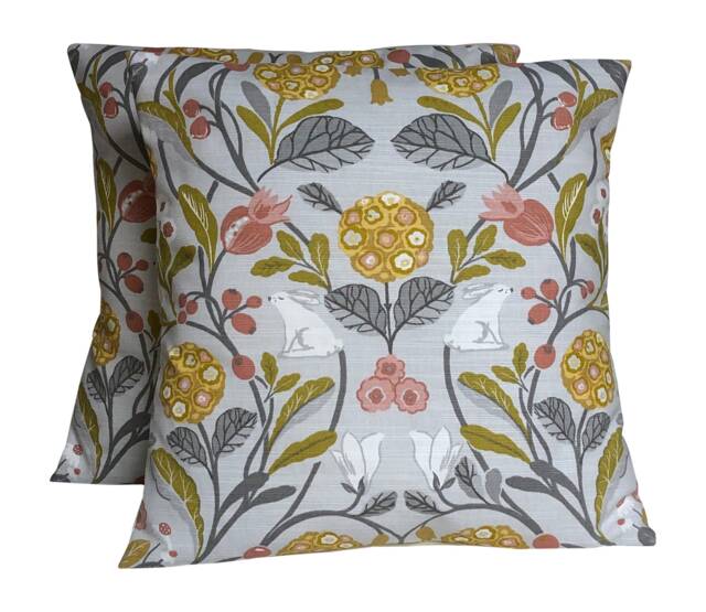Set Of 2 Clarke & Forester Hare Botanical Cushion Covers - 40x40cm - image 1
