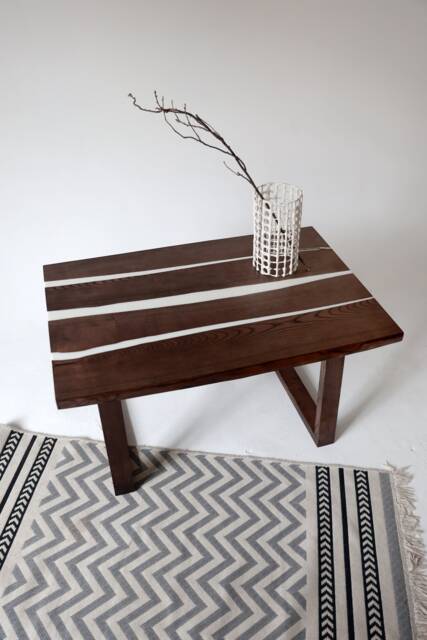 Ash Wood River Table White Epoxy Resin, Handmade Dining Table - image 1