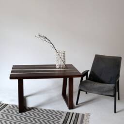 Ash Wood River Table White Epoxy Resin, Handmade Dining Table - thumbnail 2