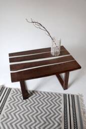 Ash Wood River Table White Epoxy Resin, Handmade Dining Table