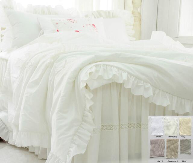 Ruffle Duvet Cover, Custom Made From Long Staple Pima Cotton - White, Off White - image 1