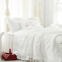 Ruffle Duvet Cover, Custom Made From Long Staple Pima Cotton - White, Off White - thumbnail 2