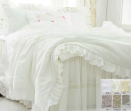 Ruffle Duvet Cover, Custom Made From Long Staple Pima Cotton - White, Off White