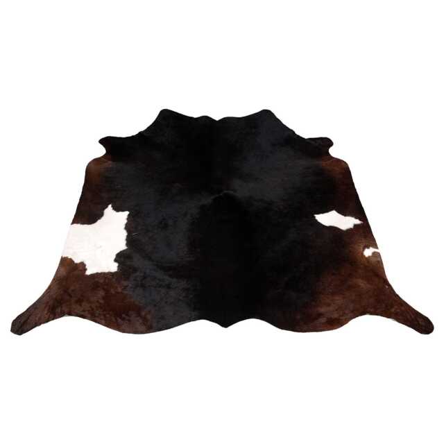 Elegant Dark Brown & White Cowhide Rug - Large Hair-On Leather For Timeless Interiors - image 1