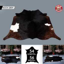 Elegant Dark Brown & White Cowhide Rug - Large Hair-On Leather For Timeless Interiors - thumbnail 2