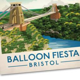Bristol Balloon Fiesta Poster, Festival , Clifton Bridge, Vintage Retro Travel Poster, Hot Air Print - thumbnail 2