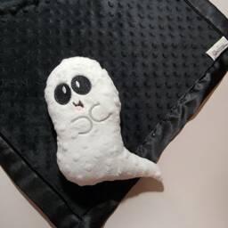 Gray Ghost Minky Baby Security Blanket Halloween Lovey With Satin - thumbnail 3