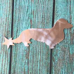 Dachshund, Long Haired, Weiner Dog, Christmas Tree Topper, Wall Hanging Or Yard Stake, Metal Aluminum, Dog Lover Gift, Doxie, Unique - thumbnail 1