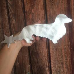 Dachshund, Long Haired, Weiner Dog, Christmas Tree Topper, Wall Hanging Or Yard Stake, Metal Aluminum, Dog Lover Gift, Doxie, Unique - thumbnail 2