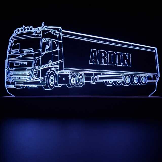 Personalised Lorry With Trailer Led Night Light, Gift, Trucker Driver Lights, Bedroom Light - image 1
