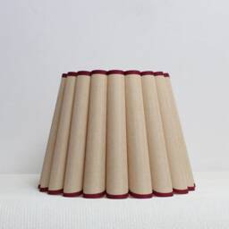 Handmade Khaki Linen Lampshade With Burgundy Trim-56# - thumbnail 2