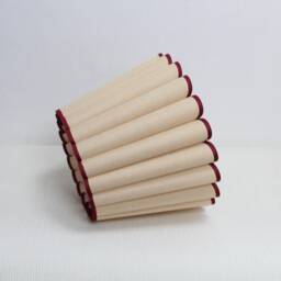 Handmade Khaki Linen Lampshade With Burgundy Trim-56# - thumbnail 3