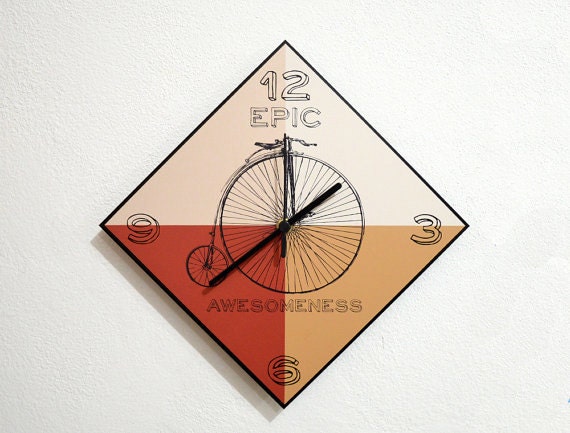 Hipster Penny Farthing Bicycle - Wall Clock - image 1