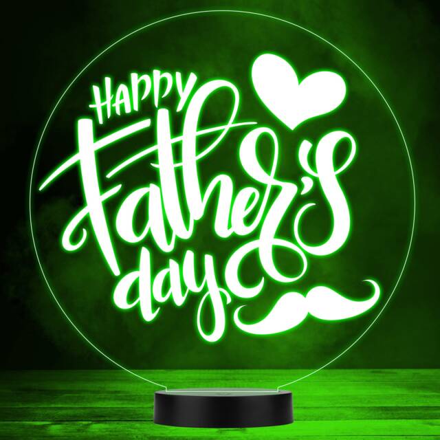Happy Father's Day Heart For Dad Moustache Led Colour Night Light - image 1
