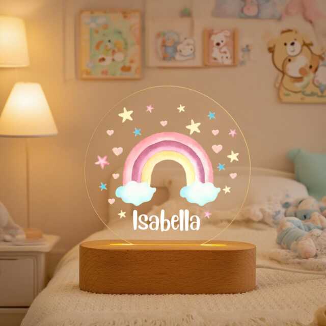 Personalized Rainbow Night Light, Childrens Led Lamp, Cute Light, Custom Name Light, Bedside Lamp, Baby Girl Gifts - image 1