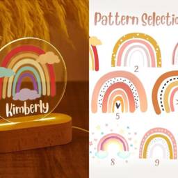 Personalized Rainbow Night Light, Childrens Led Lamp, Cute Light, Custom Name Light, Bedside Lamp, Baby Girl Gifts - thumbnail 3