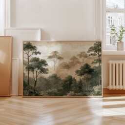 Green Forest Poster, Vintage Woodland Print, Landscape Wall Art, Paper - thumbnail 4