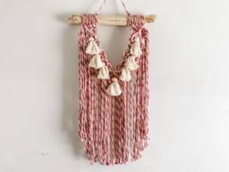 Glinda, Magic Inspired Macrame Tassel Wall Hanging, Pink Tapestry, Colorful Boho Home Decor, Unique Decoration, Girl Room Ready To Ship - thumbnail 1