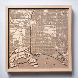 Long Beach Wooden Map - 3D Laser Cut City Streets Wall Art - thumbnail 1