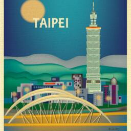 Taipei Skyline Print, Taiwan Vertical Travel Art Office Map, Poster Style E8-O-Tai - thumbnail 2