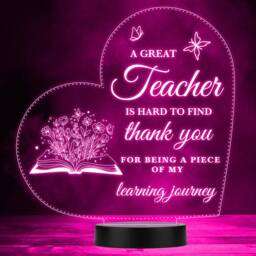 Floral Book A Great Teacher Thank You Butterfly Heart Led Colour Night Light - thumbnail 1